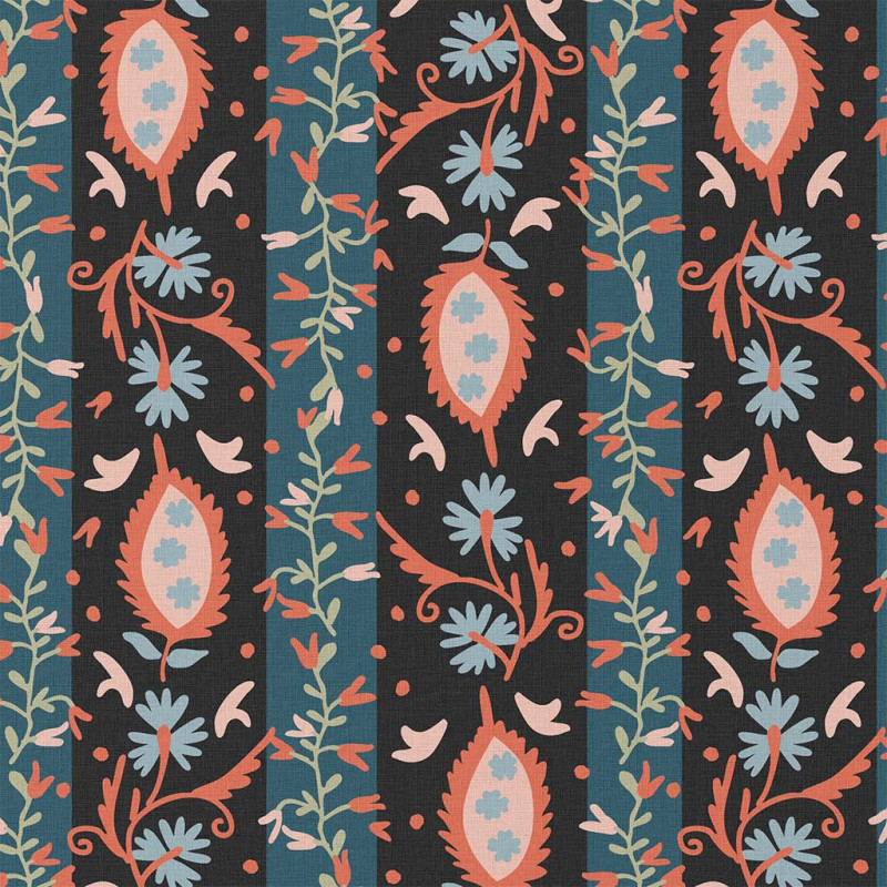 Printed Cotton ALEZIA Black / Blue